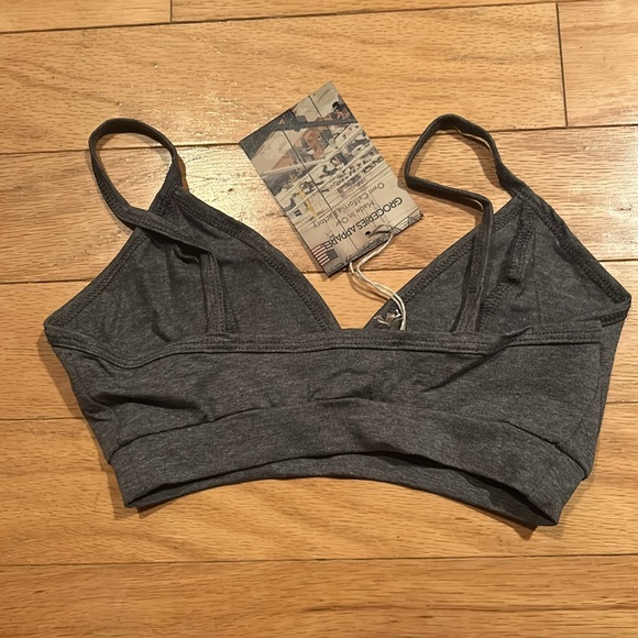 Groceries Apparel V-Bra Grey Small XS NWT organic cotton Bralette 32-33 A-D - Picture 5 of 6